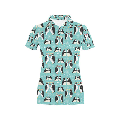 Penguin Love Print Women's Polo Shirt