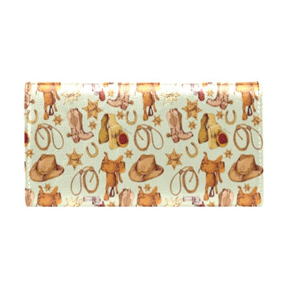Western Cowboy Design Pattern Women's Trifold Wallet
