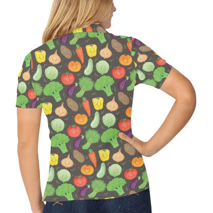 Vegan Funny Themed Design Print Women's Polo Shirt