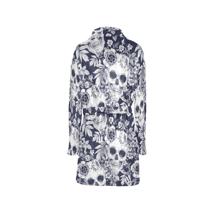 Skull Floral Beautiful Women's Fleece Robe