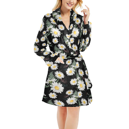 Daisy Pattern Print Design DS07 Women's Fleece Robe