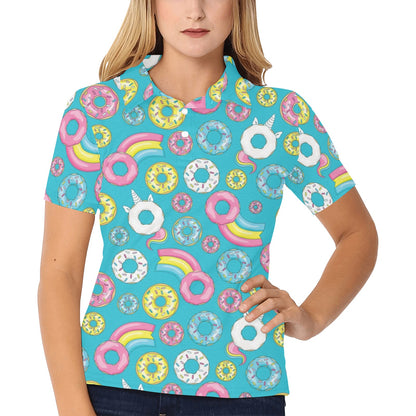 Donut Pattern Print Design DN013 Women's Polo Shirt