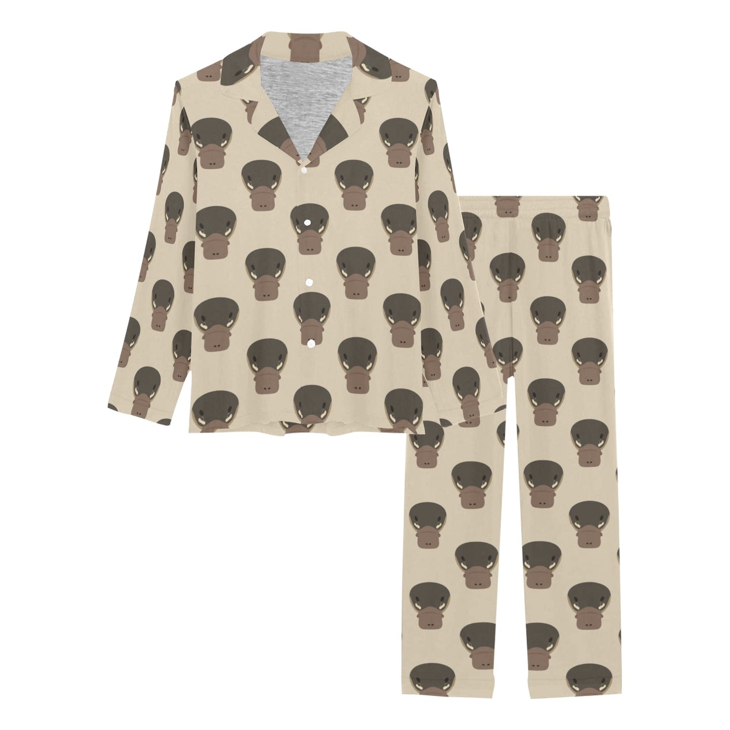 Platypus Pattern Print Design A03 Women's Long Pajama Set