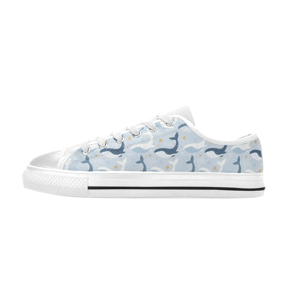 Whale Print Design LKS305 Women's White Low Top Shoes