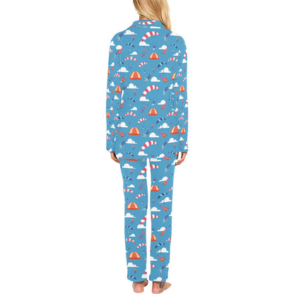 Skydiver Print Design LKS306 Women's Long Pajama Set