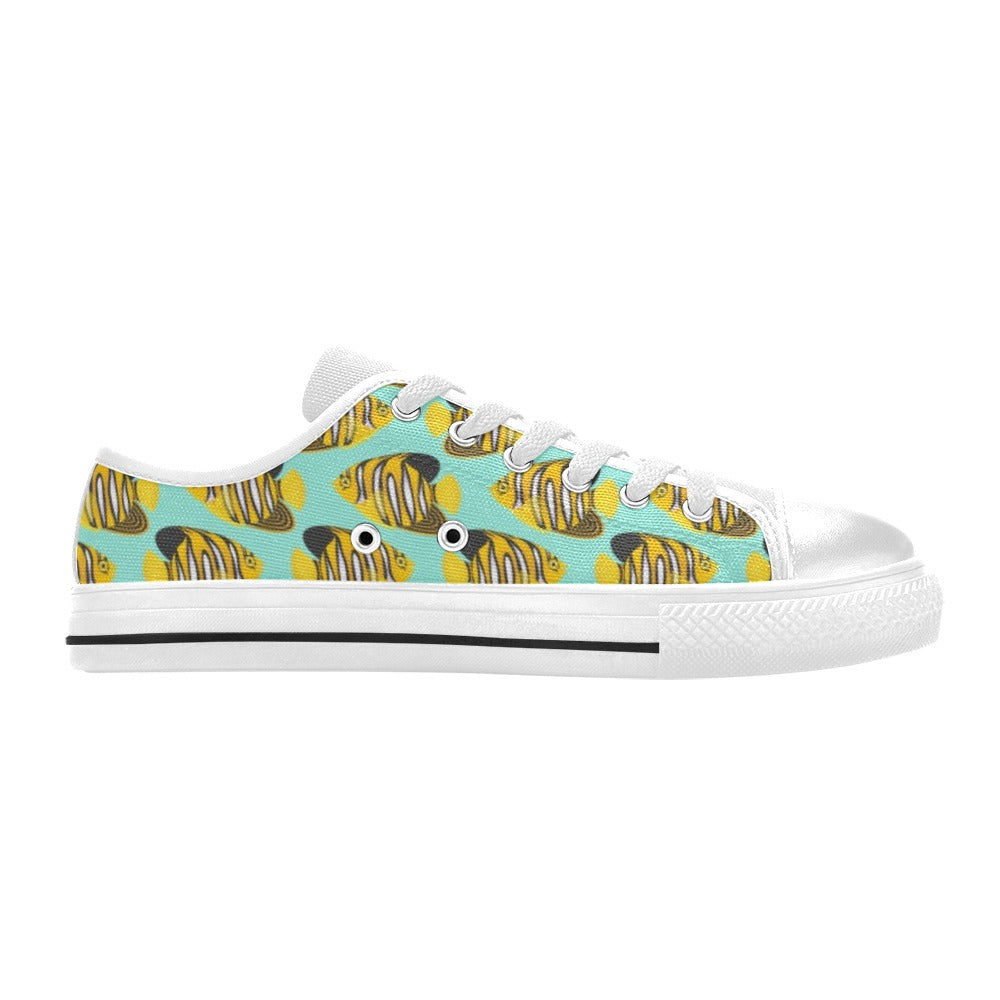 Angelfish Print Design LKS402 Women's White Low Top Shoes