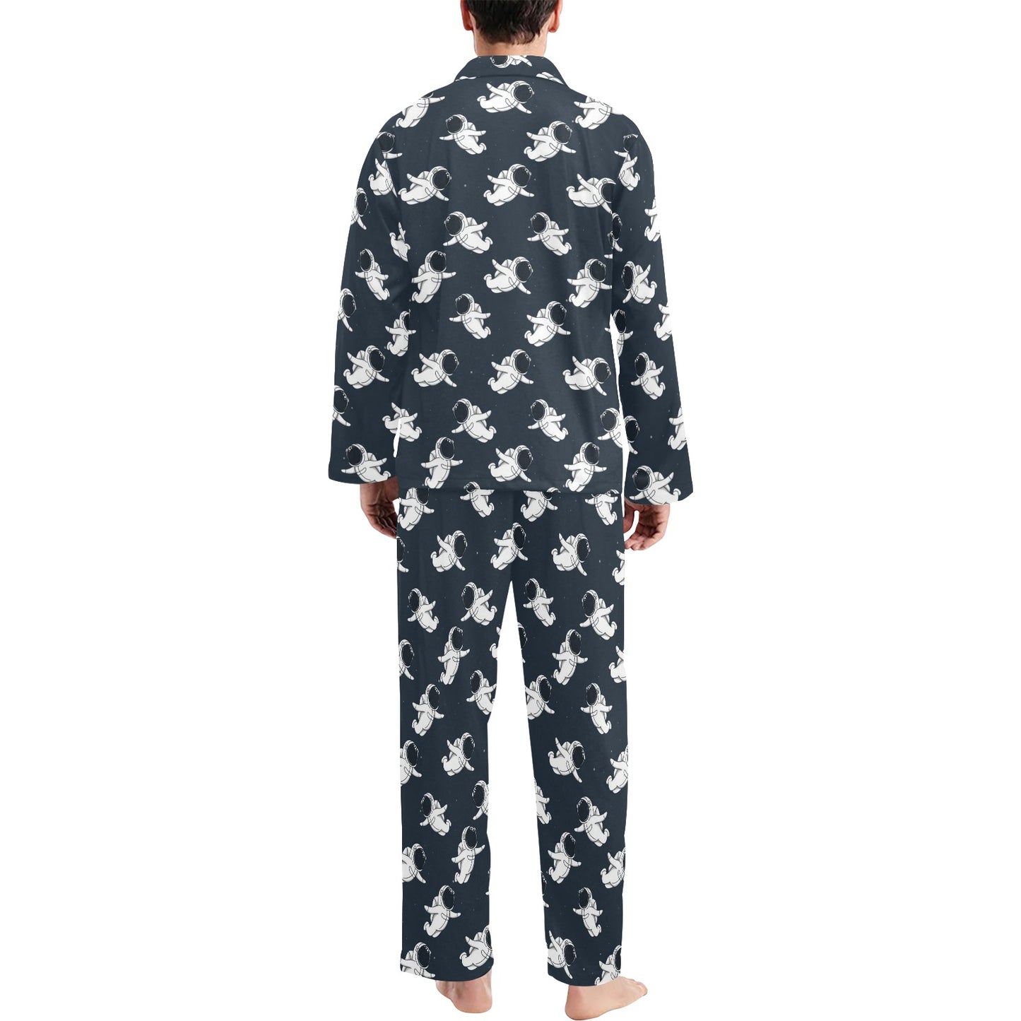 Astronaut Pattern Print Design 02 Men's Long Pajama Set