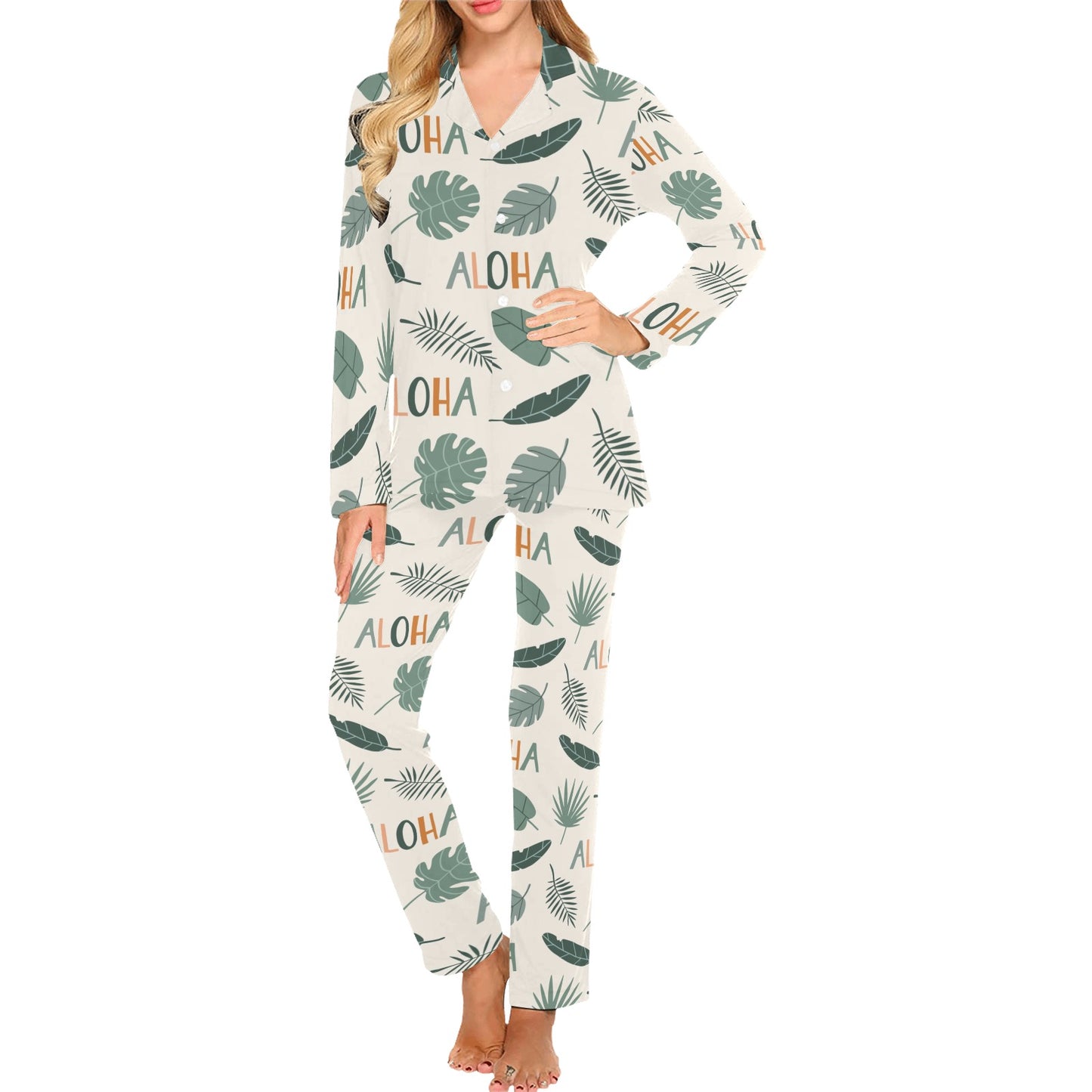 Aloha Hawaii Pattern Print Design 05 Women's Long Pajama Set