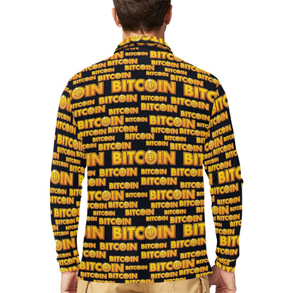 Bitcoin Pattern Print Design DO03 Long Sleeve Polo Shirt For Men's