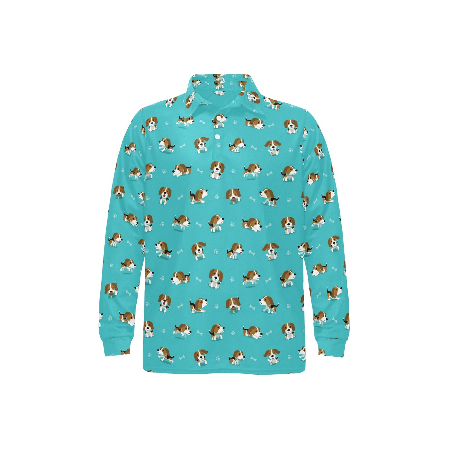 Beagle Pattern Print Design 05 Long Sleeve Polo Shirt For Men's