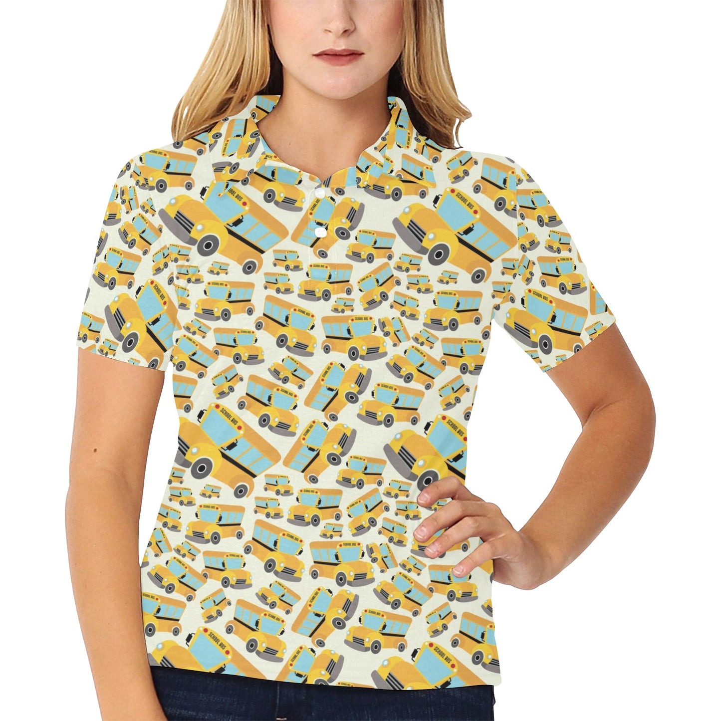 School Bus Print Design LKS301 Women's Polo Shirt