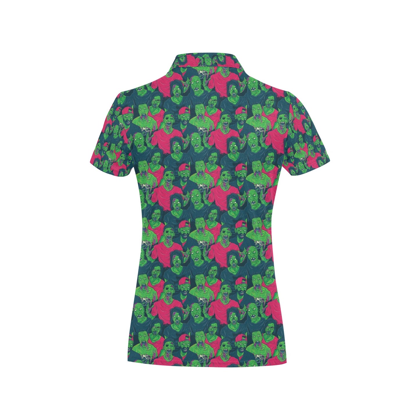 Zombie Themed Design Pattern Print Women's Polo Shirt