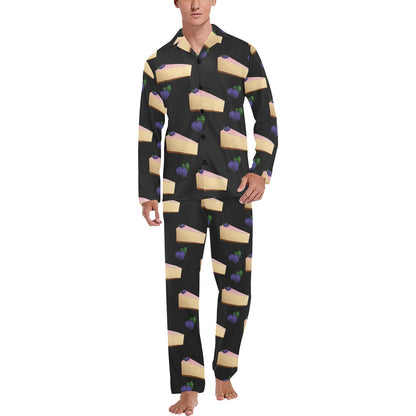 Cheesecake blueberry Pattern Print Design CK01 Men's Long Pajama Set