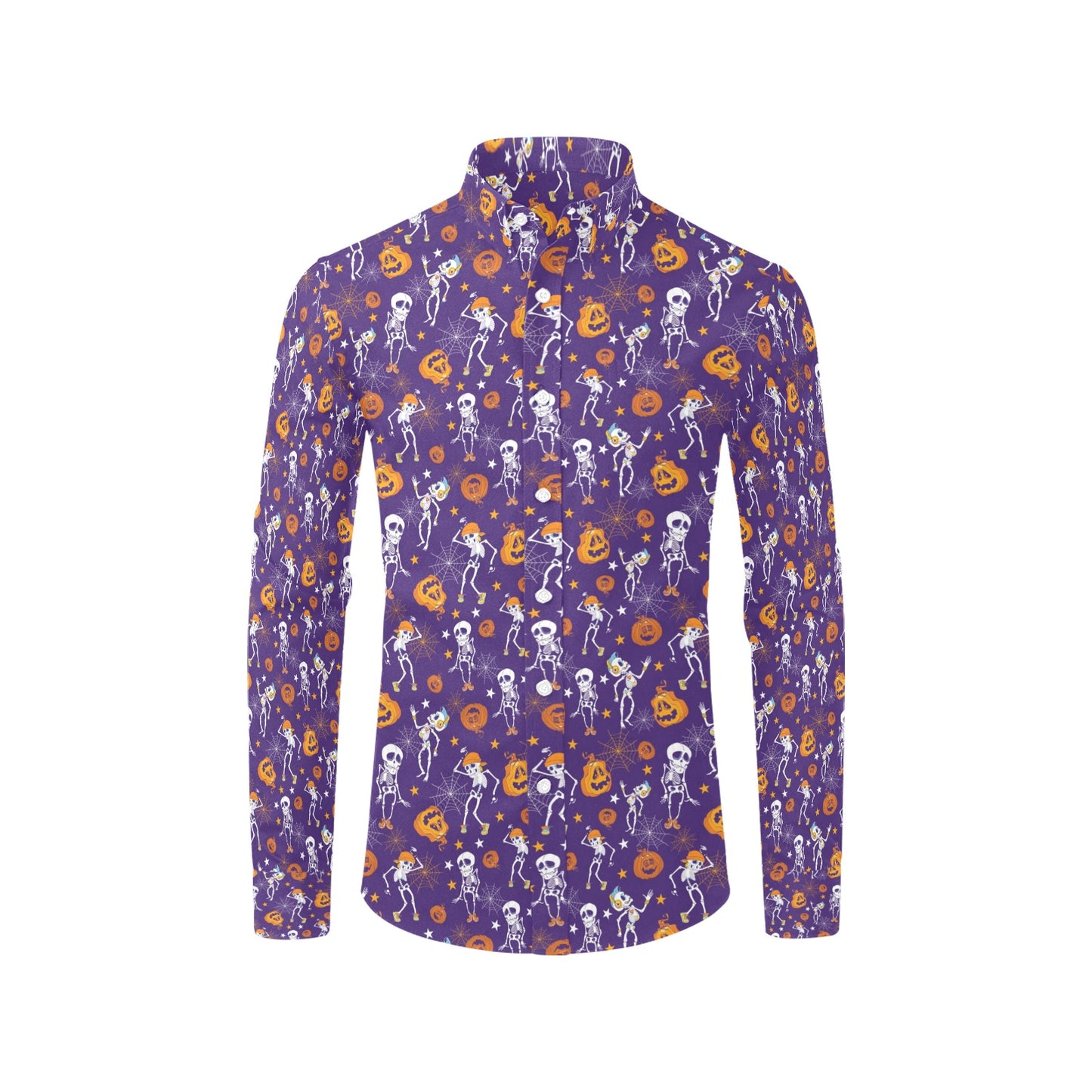 Skeleton Halloween Dance Print Design LKS304 Men's Long Sleeve Dress Shirt