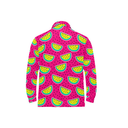 Watermelon Pattern Print Design WM04 Long Sleeve Polo Shirt For Men's