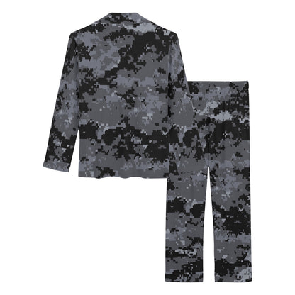 ACU Digital Black Camouflage Women's Long Pajama Set