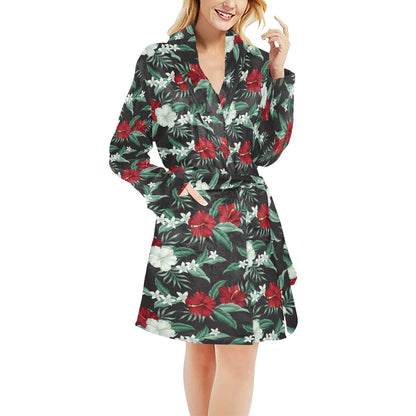 Tropical Flower Print Design LKS303 Women's Fleece Robe