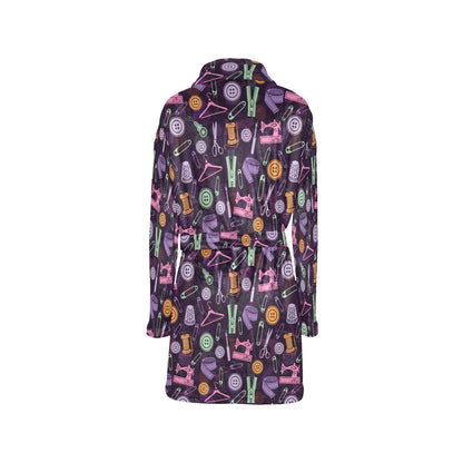 Sewing Equipment Print Design LKS306 Women's Fleece Robe