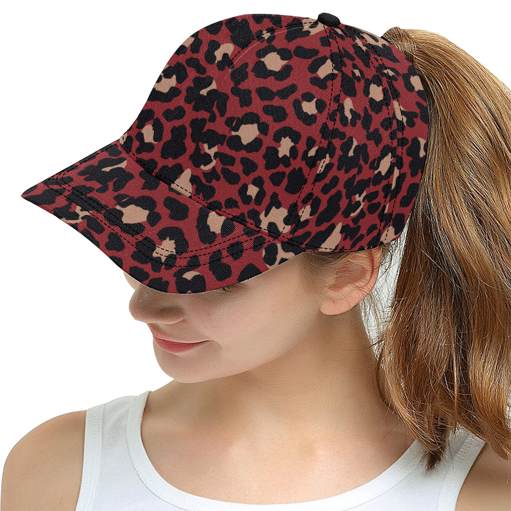 Cheetah Red Print Pattern Snapback Cap