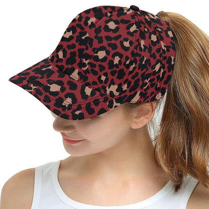Cheetah Red Print Pattern Snapback Cap