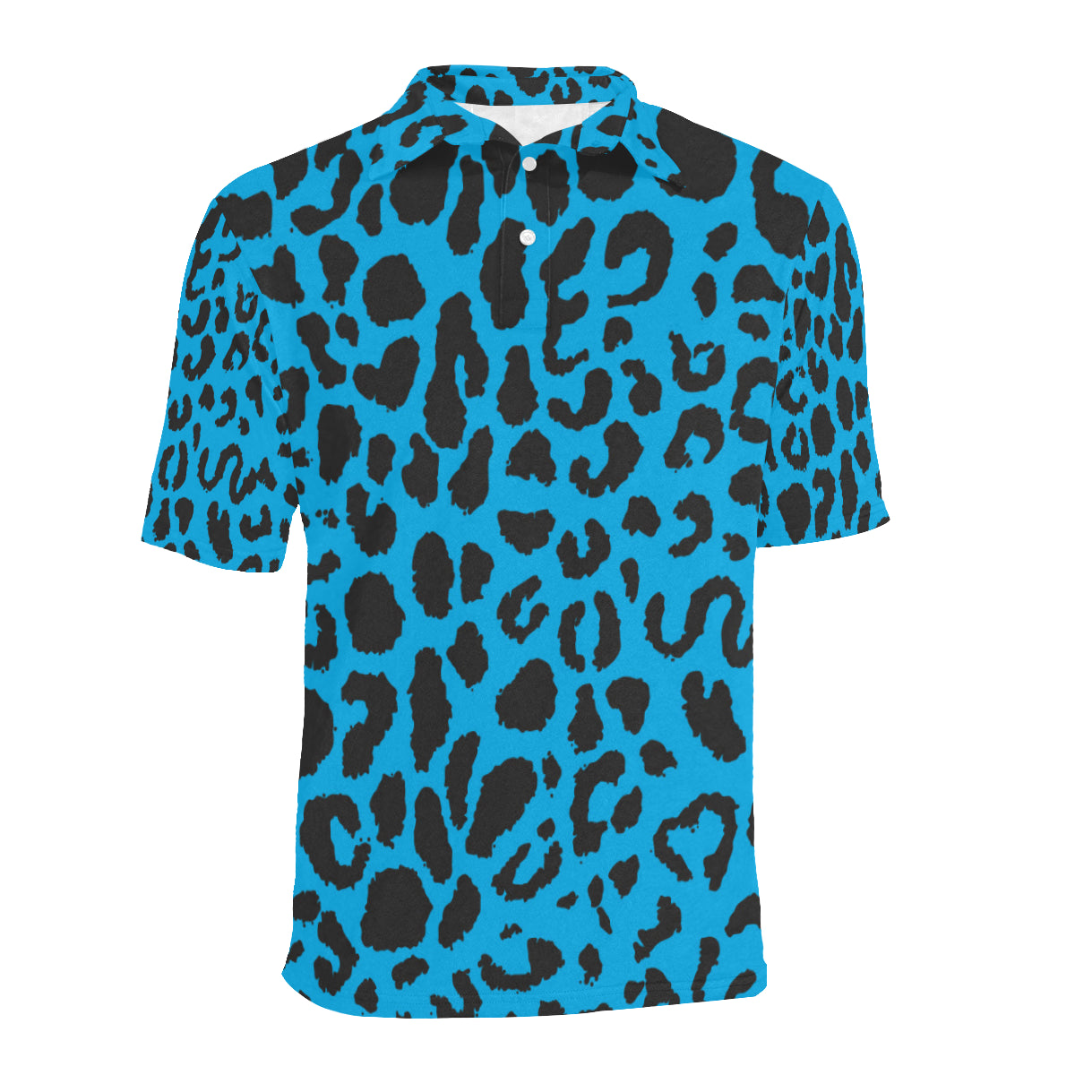 Cheetah Blue Print Pattern Men Polo Shirt
