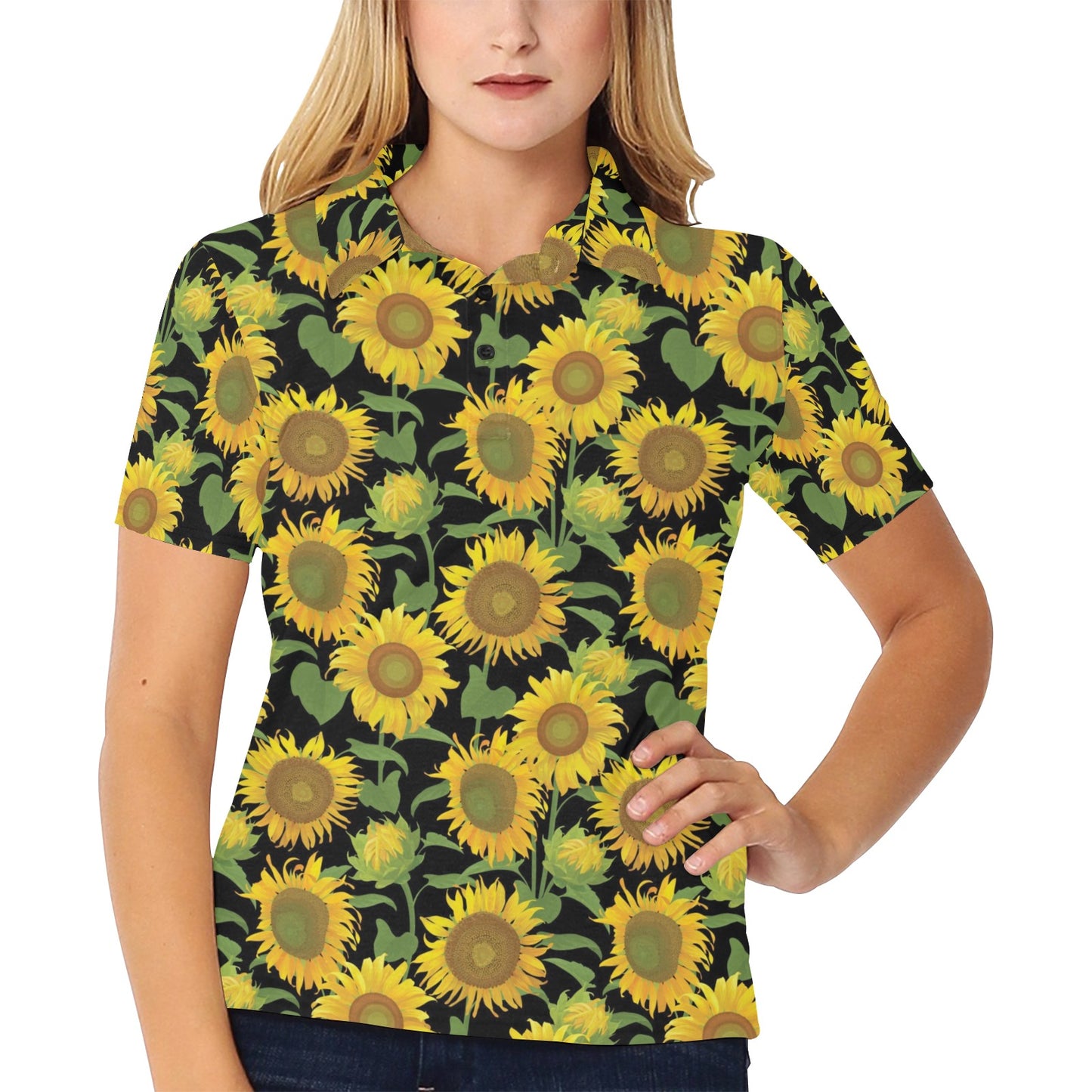 Sunflower Print Design LKS302 Women's Polo Shirt