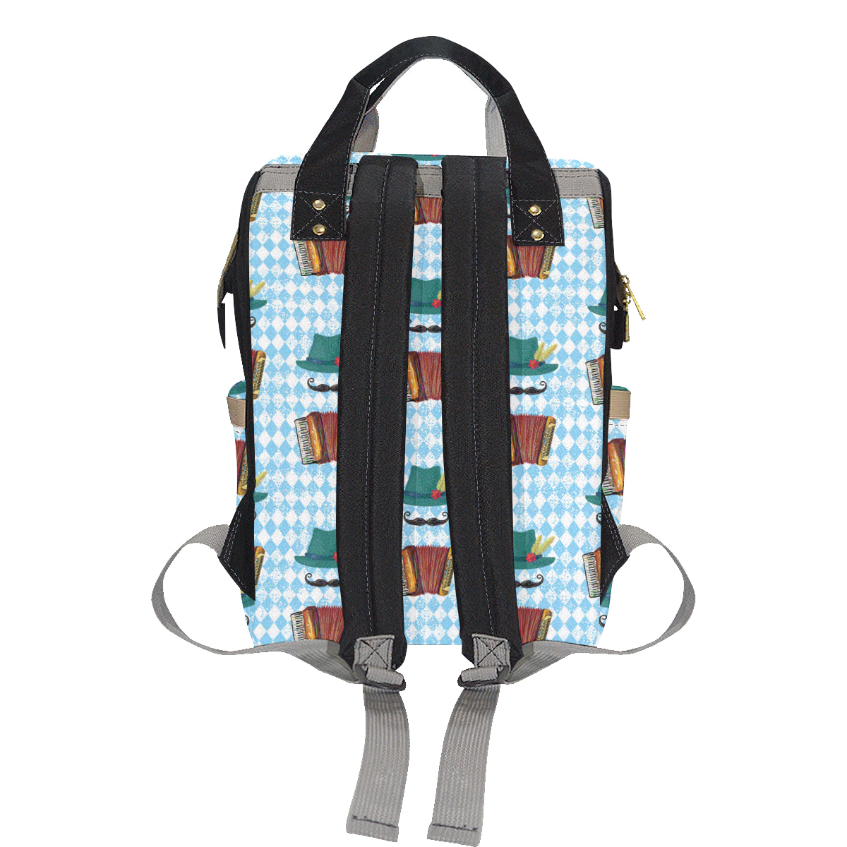 Accordion Mustache Pattern Print Design 01 Diaper Bag Backpack