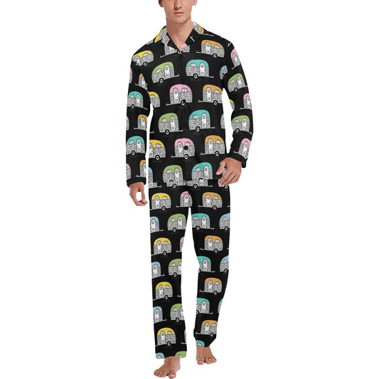 Camper Pattern Camping Themed No 2 Print Men's Long Pajama Set