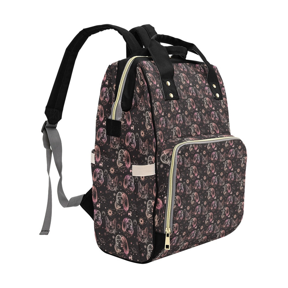 Third Eye Girl Cat Print Design LKS305 Diaper Bag Backpack