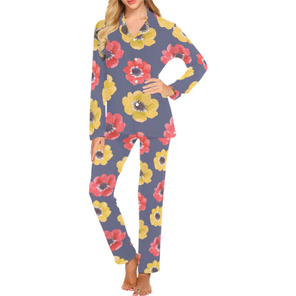 Anemone Pattern Print Design AM010 Women's Long Pajama Set