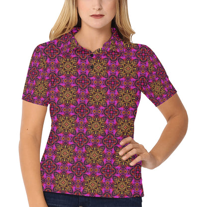 kaleidoscope Abstract Print Design Women's Polo Shirt