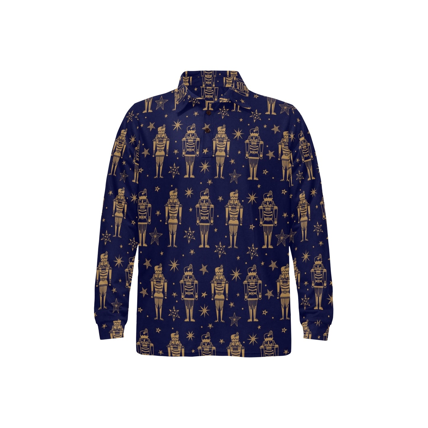 Nutcracker Pattern Print Design A05 Long Sleeve Polo Shirt For Men's