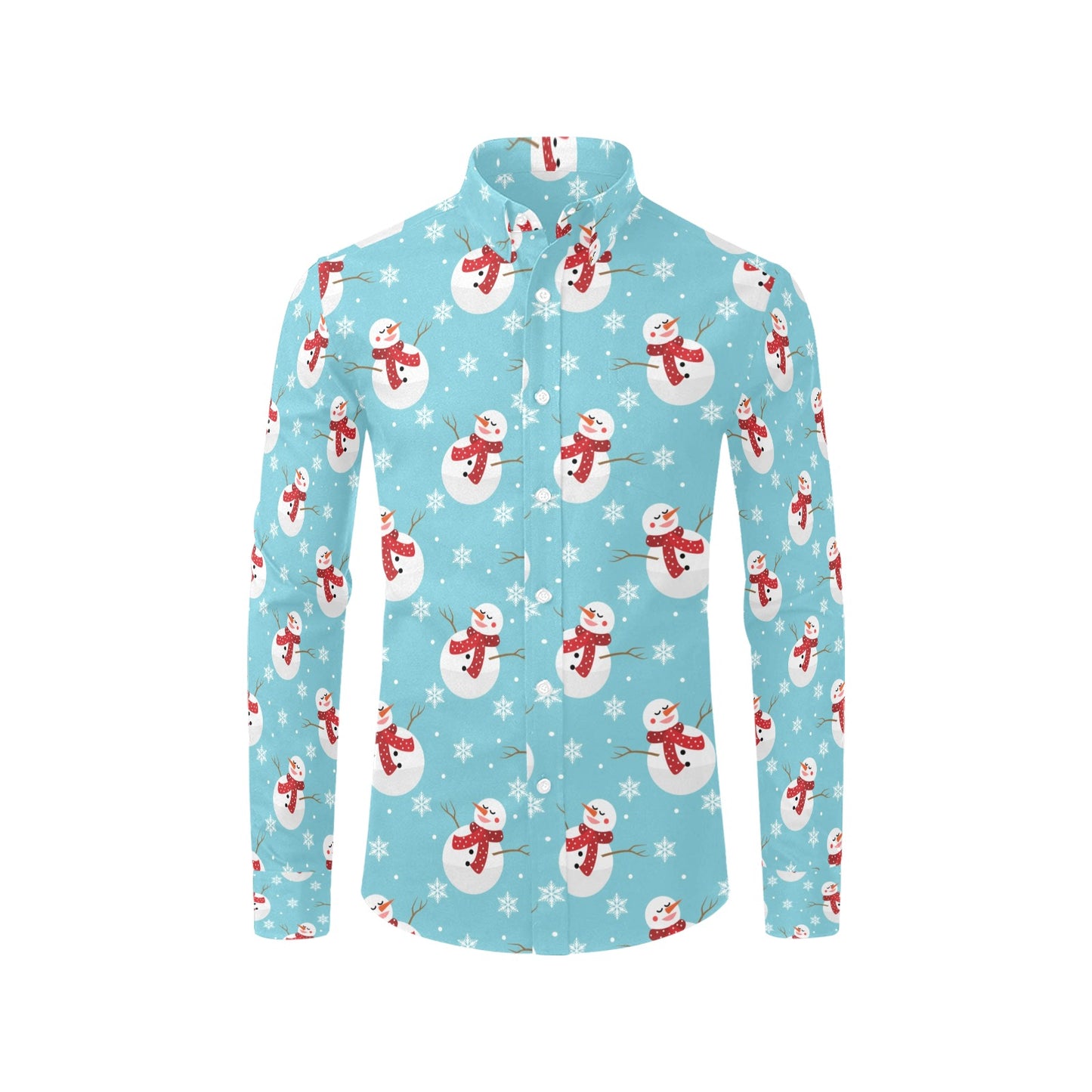 Snowman Print Design LKS304 Men's Long Sleeve Dress Shirt