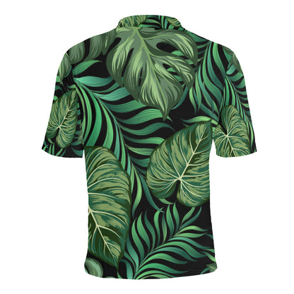 Green Fresh Tropical Palm Leaves Men Polo Shirt