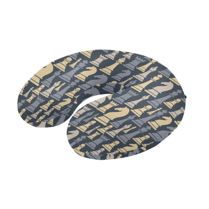 Chess Pattern Print Design 04 U-Shaped Travel Neck Pillow