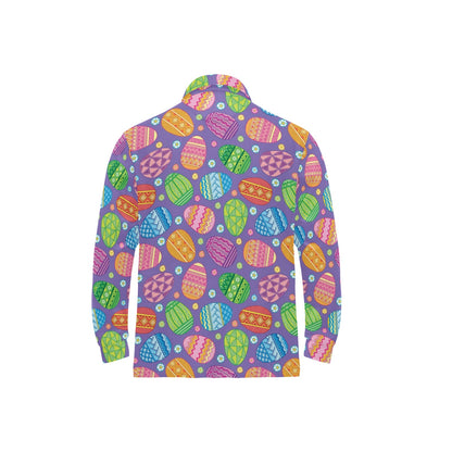 Easter Eggs Pattern Print Design RB010 Long Sleeve Polo Shirt For Men's