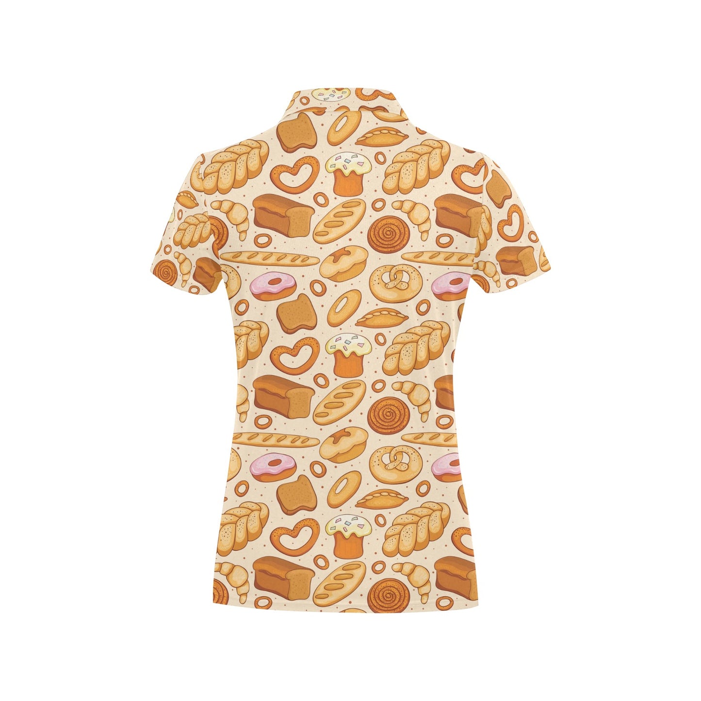 Bread Pattern Print Design 01 Women's Polo Shirt