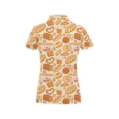 Bread Pattern Print Design 01 Women's Polo Shirt