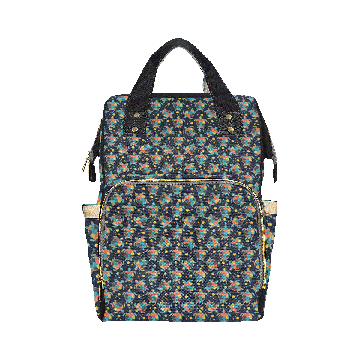 Sea Turtle Colorful with bubble Print Diaper Bag Backpack