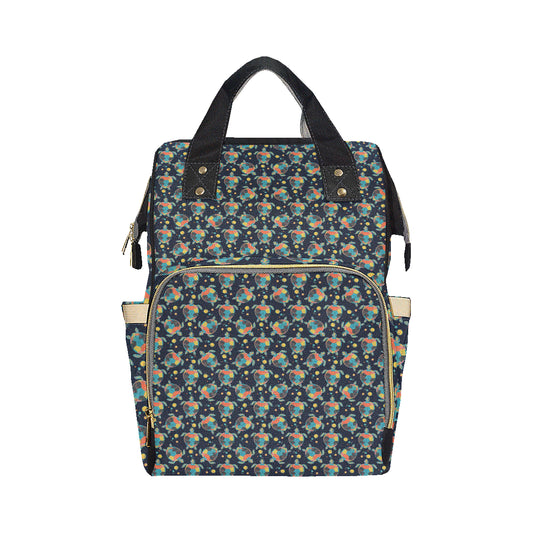 Sea Turtle Colorful with bubble Print Diaper Bag Backpack