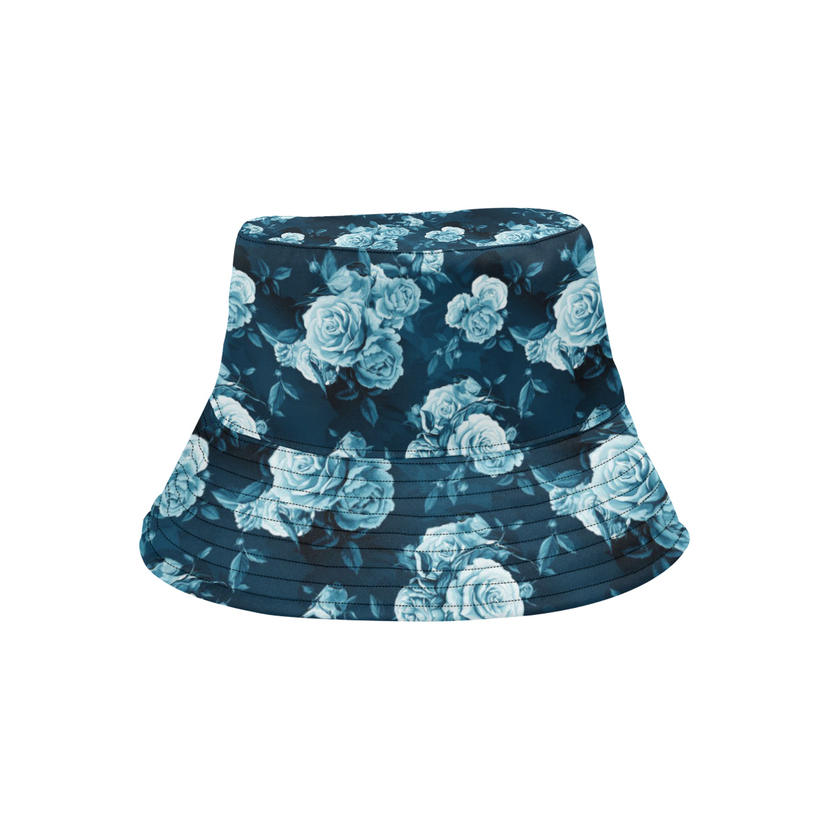 Rose Blue Pattern Print Design RO014 Unisex Bucket Hat