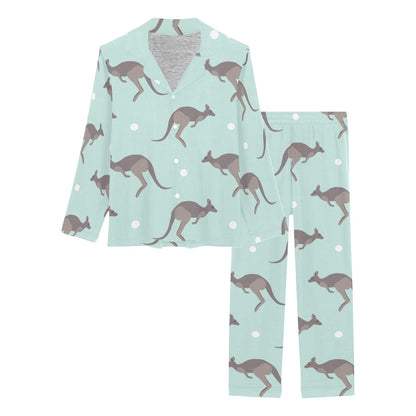 Kangaroos Pattern Print Design 04 Women's Long Pajama Set