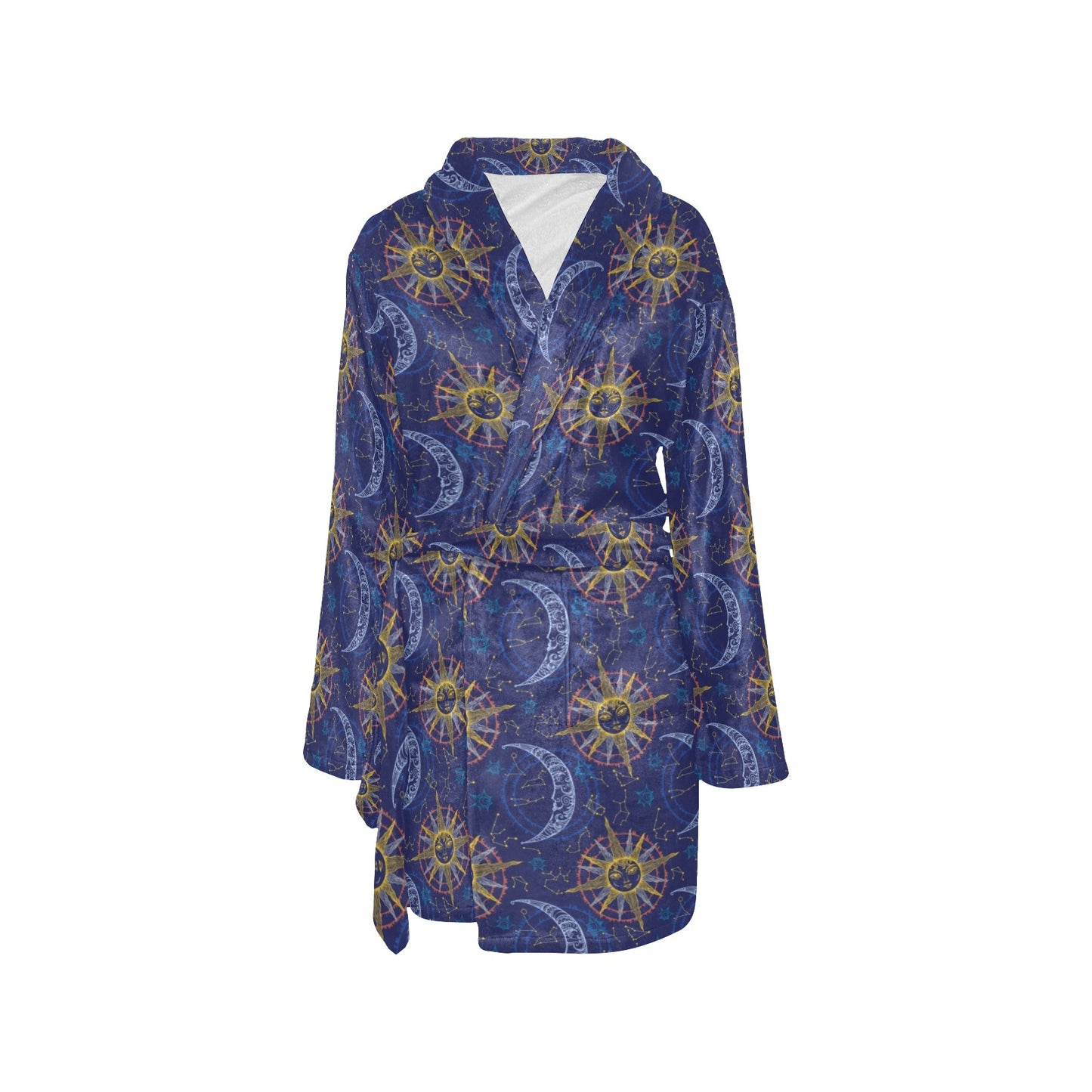 Celestial Moon Sun Pattern Print Design 01 Women's Fleece Robe