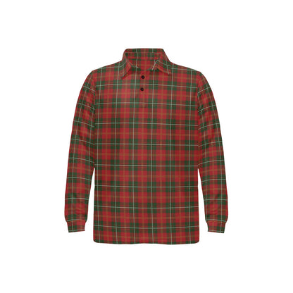 Holiday Tartan Plaid Pattern Long Sleeve Polo Shirt For Men's