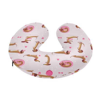 Dachshund Pattern Print Design 10 U-Shaped Travel Neck Pillow