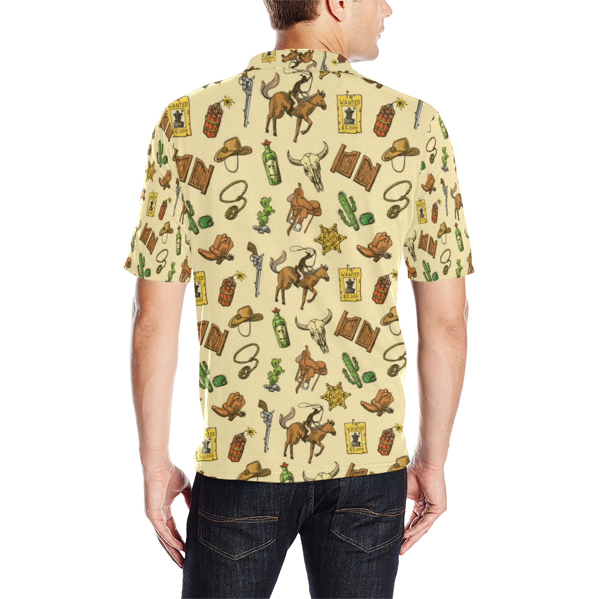 Cowboy Pattern Print Design 04 Men Polo Shirt
