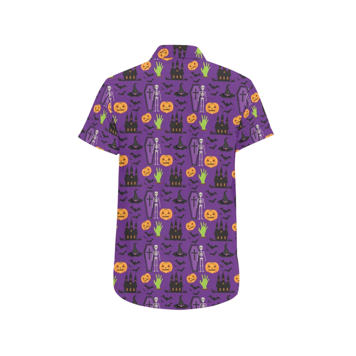 Halloween Print Design LKS403 Men Short Sleeve Button Up Shirt