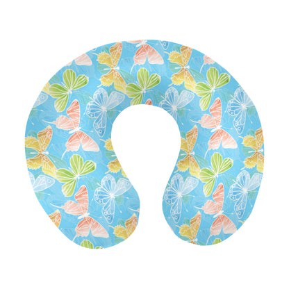 Butterfly Pattern Print Design 05 U-Shaped Travel Neck Pillow