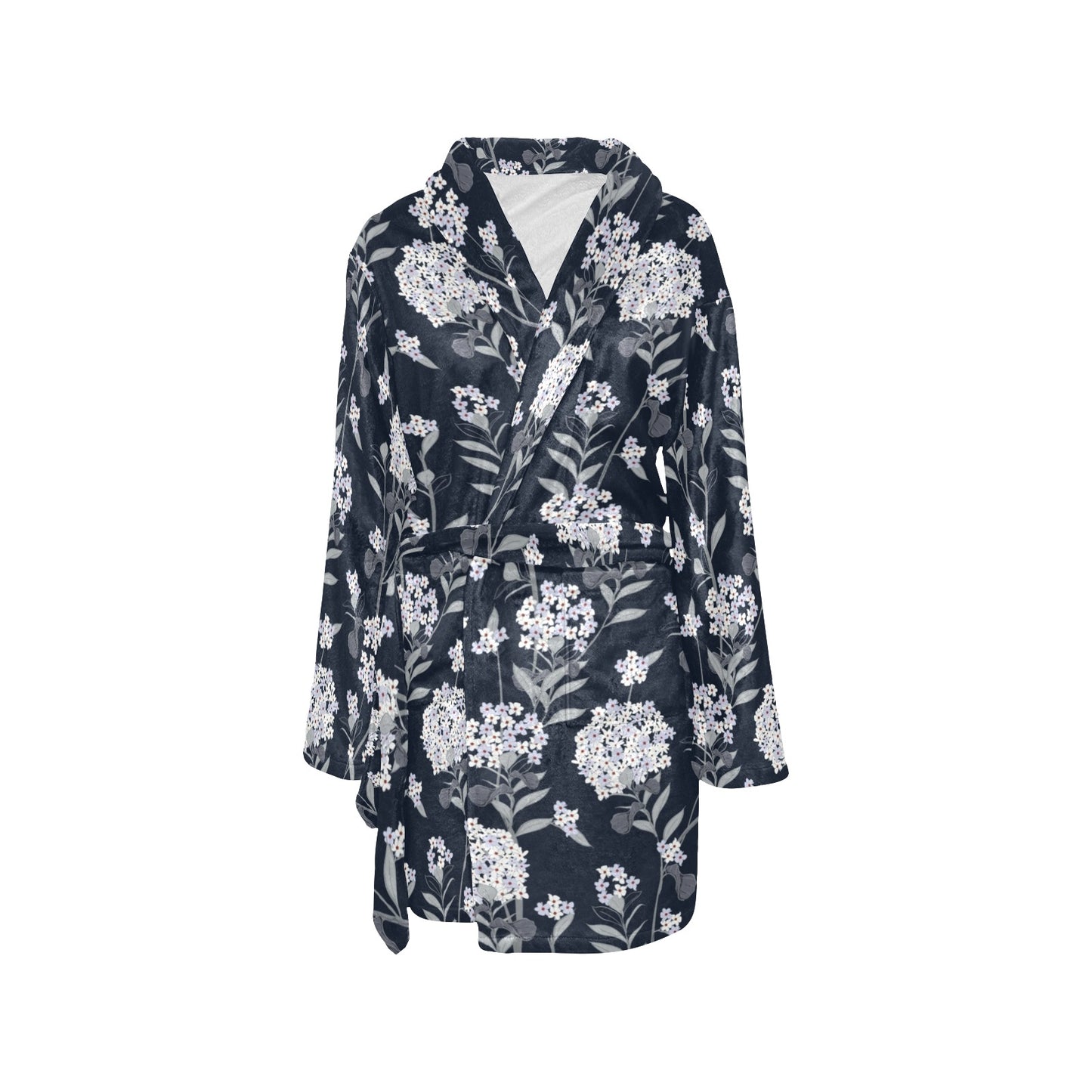 Hydrangea Pattern Print Design HD07 Women's Fleece Robe