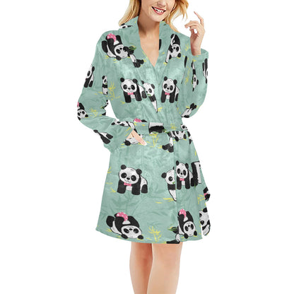 Panda Pattern Print Design A05 Women's Fleece Robe